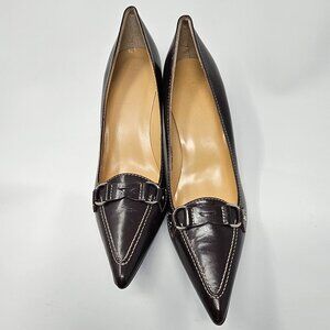 J. Crew Paige Chestnut Brown Leather Heels, Size 9US, NWOB